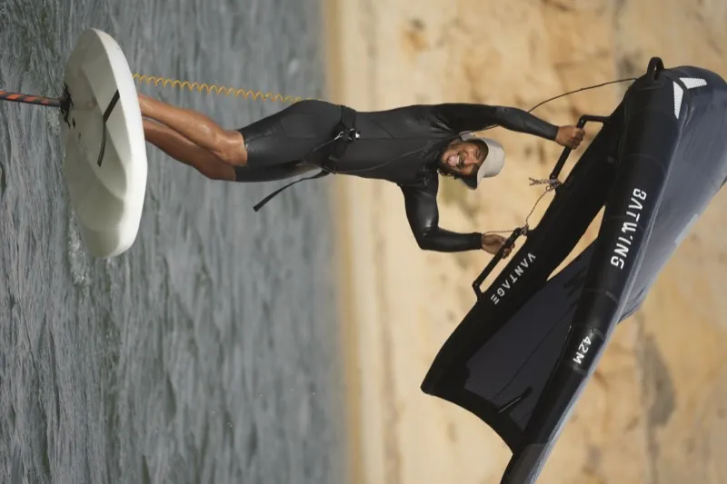 Wing foil session on flat water at La Lagune, Dakhla