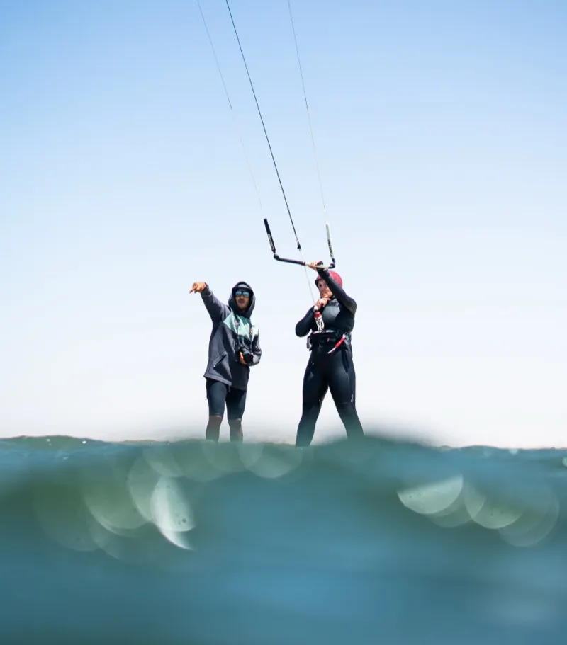 One-on-one kitesurf coaching session at Dakhla lagoon